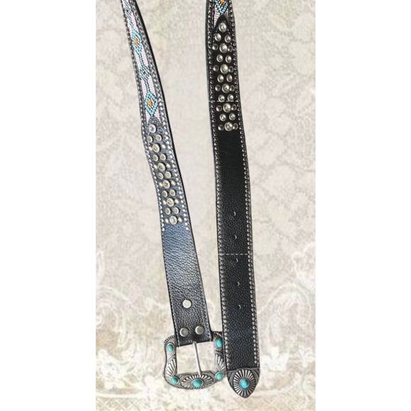 Montana West Womens 36  Western Belt & Buckle Studded Leather w/ Rhinestones main image 8